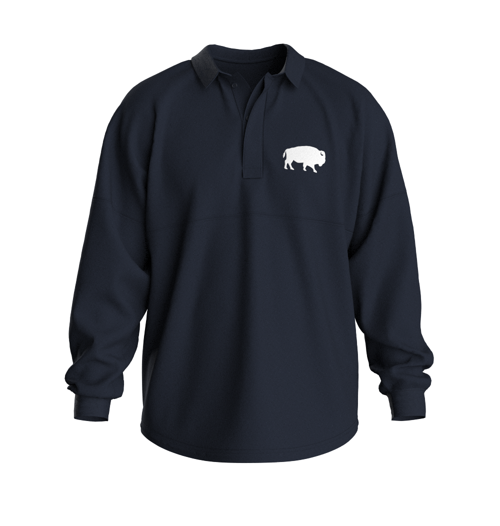 Buffalo Script L/s Polo in Deep Indigo