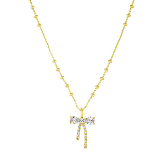 Crystal Bow Ball Chain Necklace