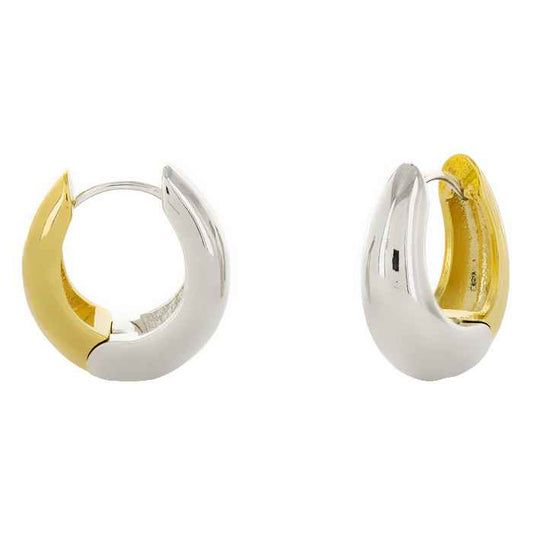 Two Tone Huggie Hoop Earrings