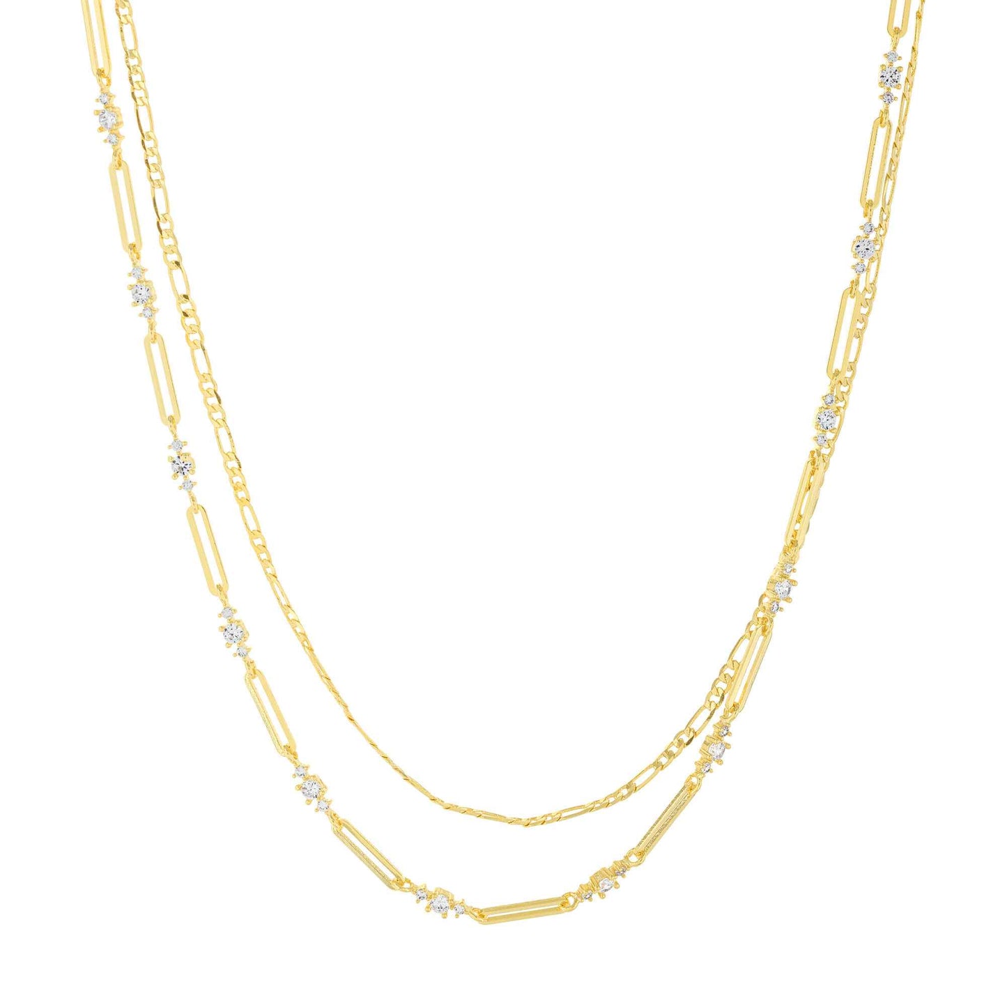 Crystal And Chain Layer Necklace