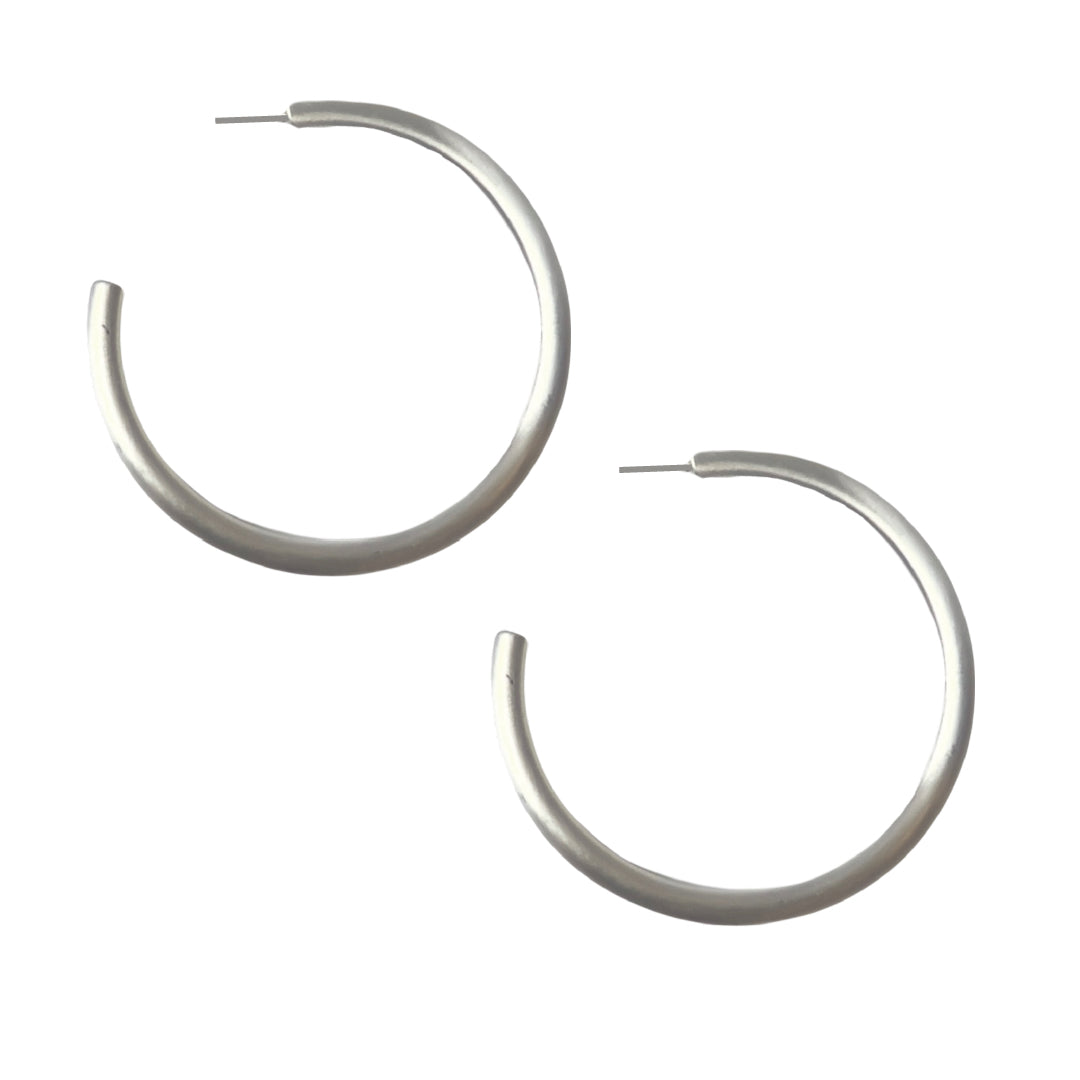 3" Satin Silver Hoop