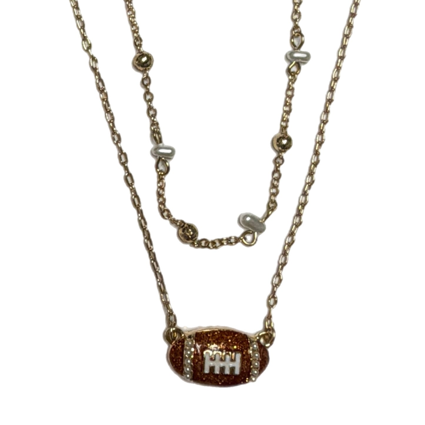 Layered Pearl Football Necklace