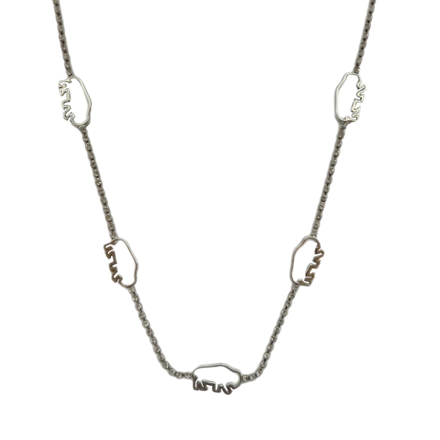 Open Buffalo Pave Station Necklace in Silver