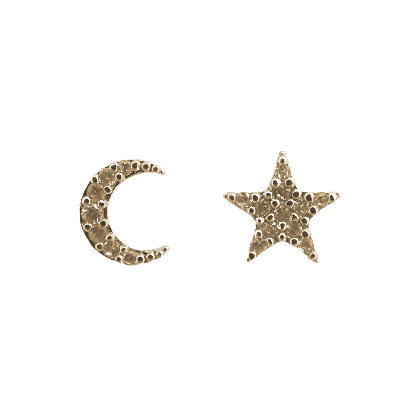 Gold Crystal Moon Star Stud