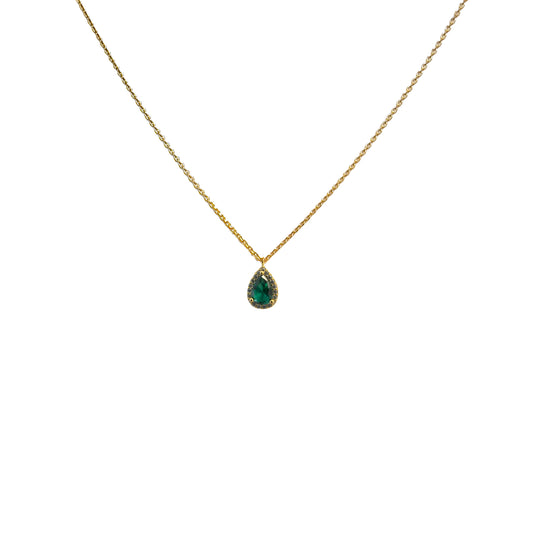 Gemstone Crystal Necklace in Emerald/Gold