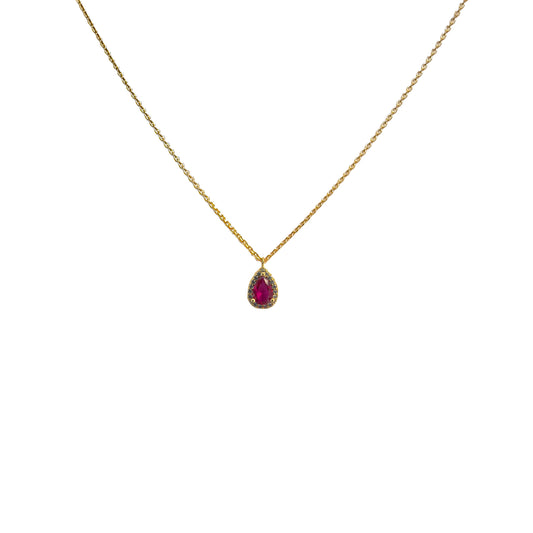 Gemstone Crystal Necklace in Red/Gold