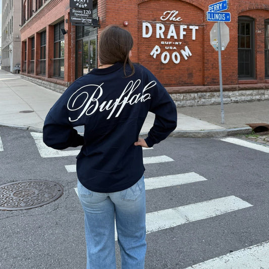 Buffalo Script L/s Polo in Deep Indigo