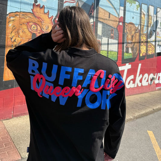 Queen City Collared L/s Polo in Black