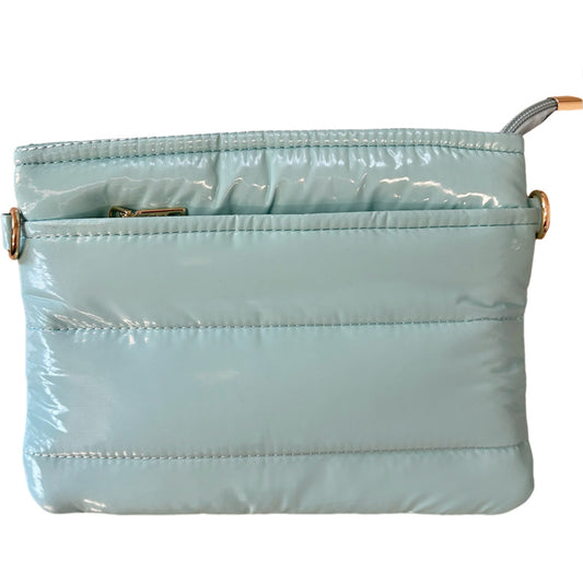 East West Puff Sling Bag in Gloss Light Blue
