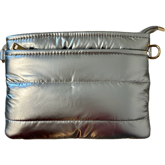 East West Puff Sling Bag in Silver