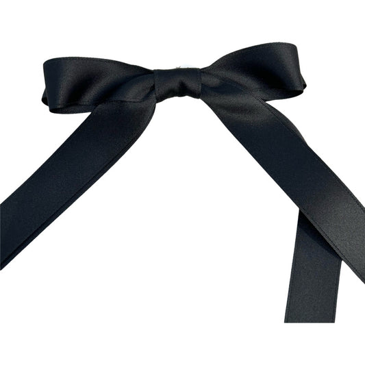 Long Ribbon Hair Bow in Black