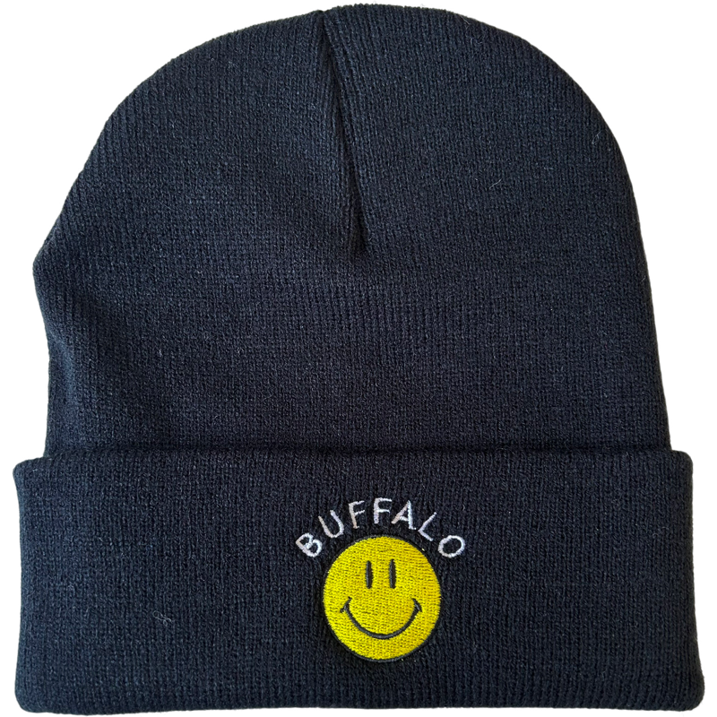 Buffalo Smiley Face Beanie in Black