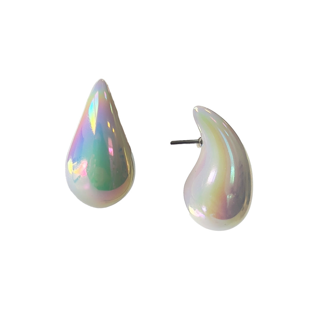 Holographic Teardrop Earrings in White