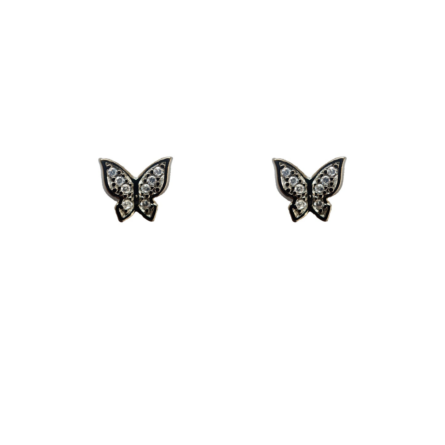 Crystal Butterfly Stud Silver