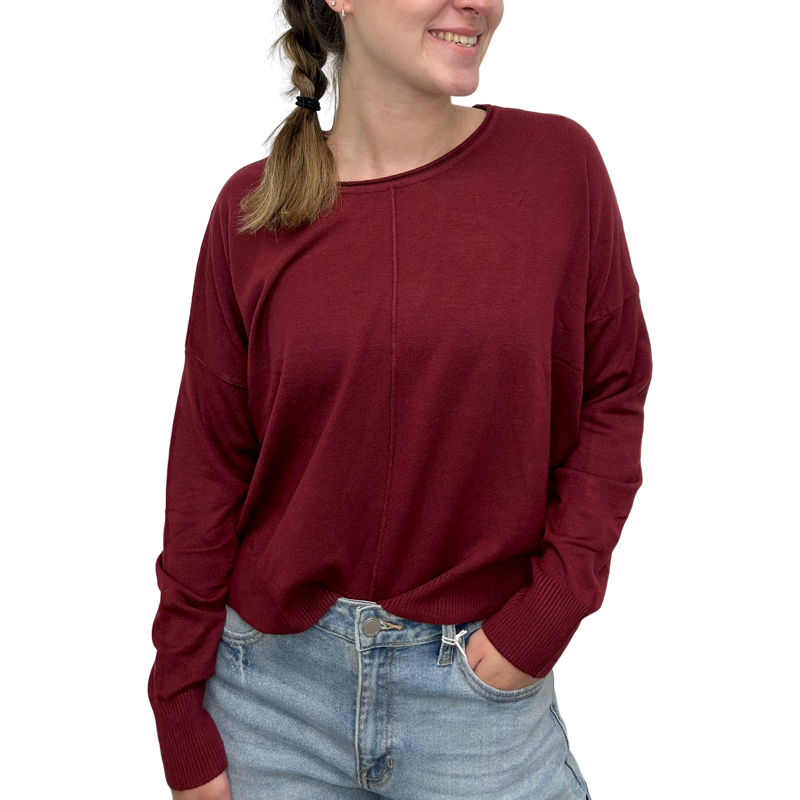 L/S Short Sweater HeatherCurrant
