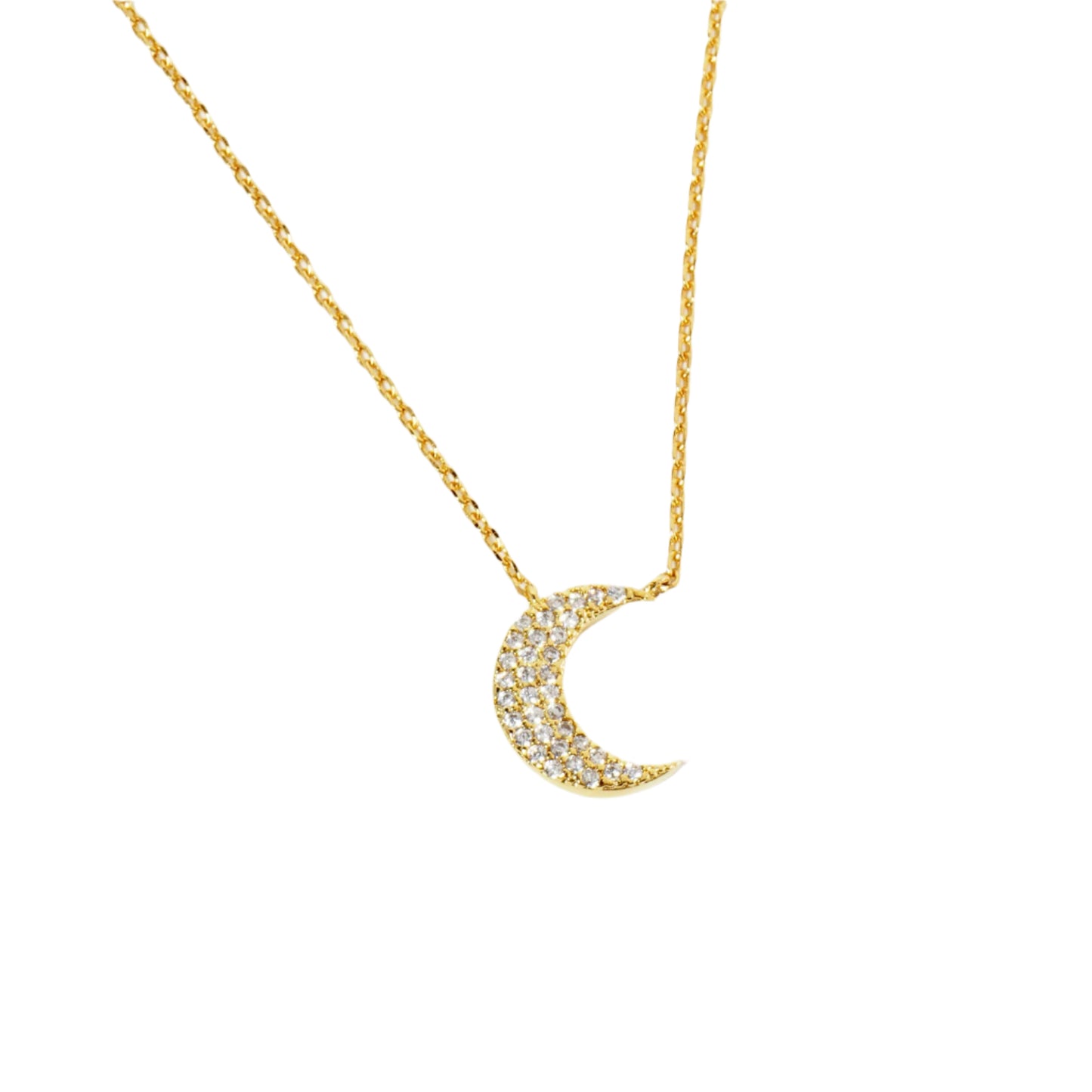 Gold Crystal Moon Necklace