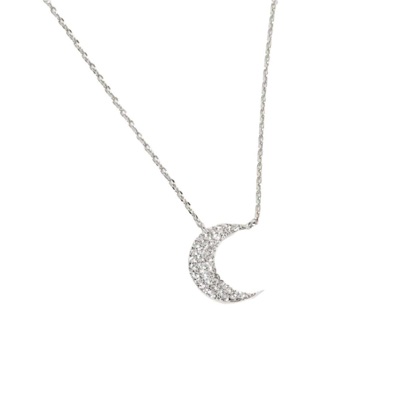 Silver Crystal Moon Necklace