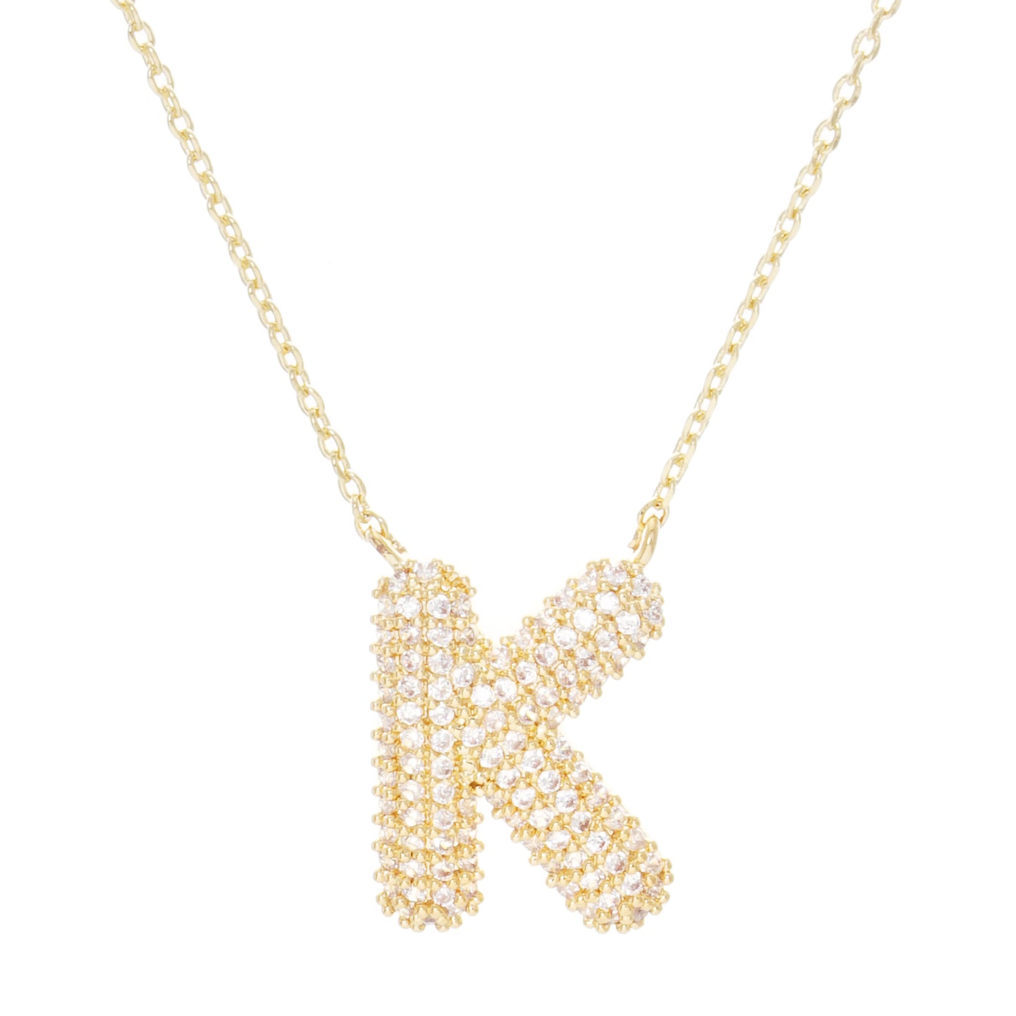 Crystal Puff Initial Necklace K