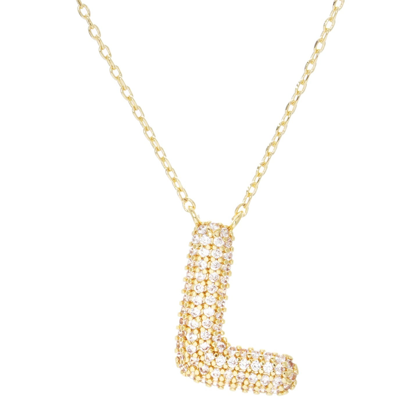 Crystal Puff Initial Necklace L