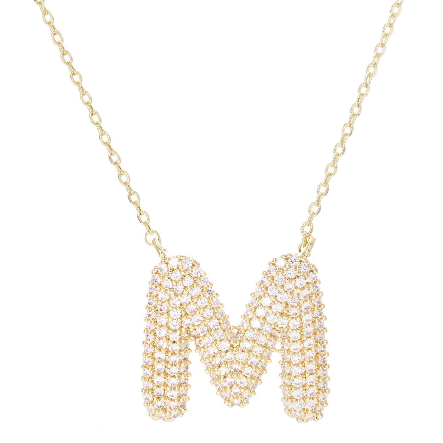 Crystal Puff Initial Necklace M
