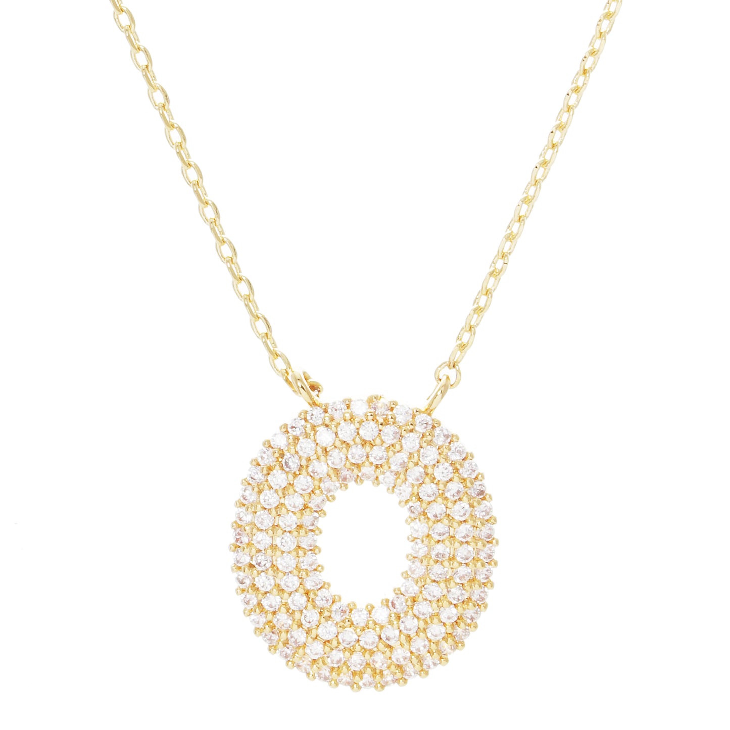 Crystal Puff Initial Necklace O