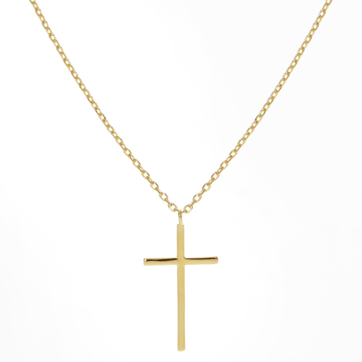 Delicate Crystal Cross Necklace Gold