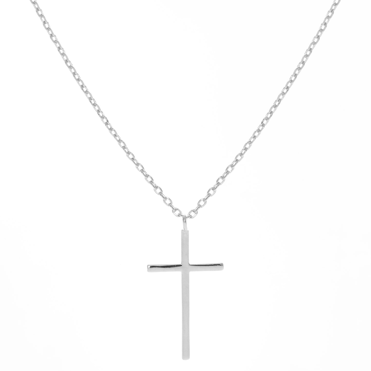 Delicate Crystal Cross Necklace in Silver