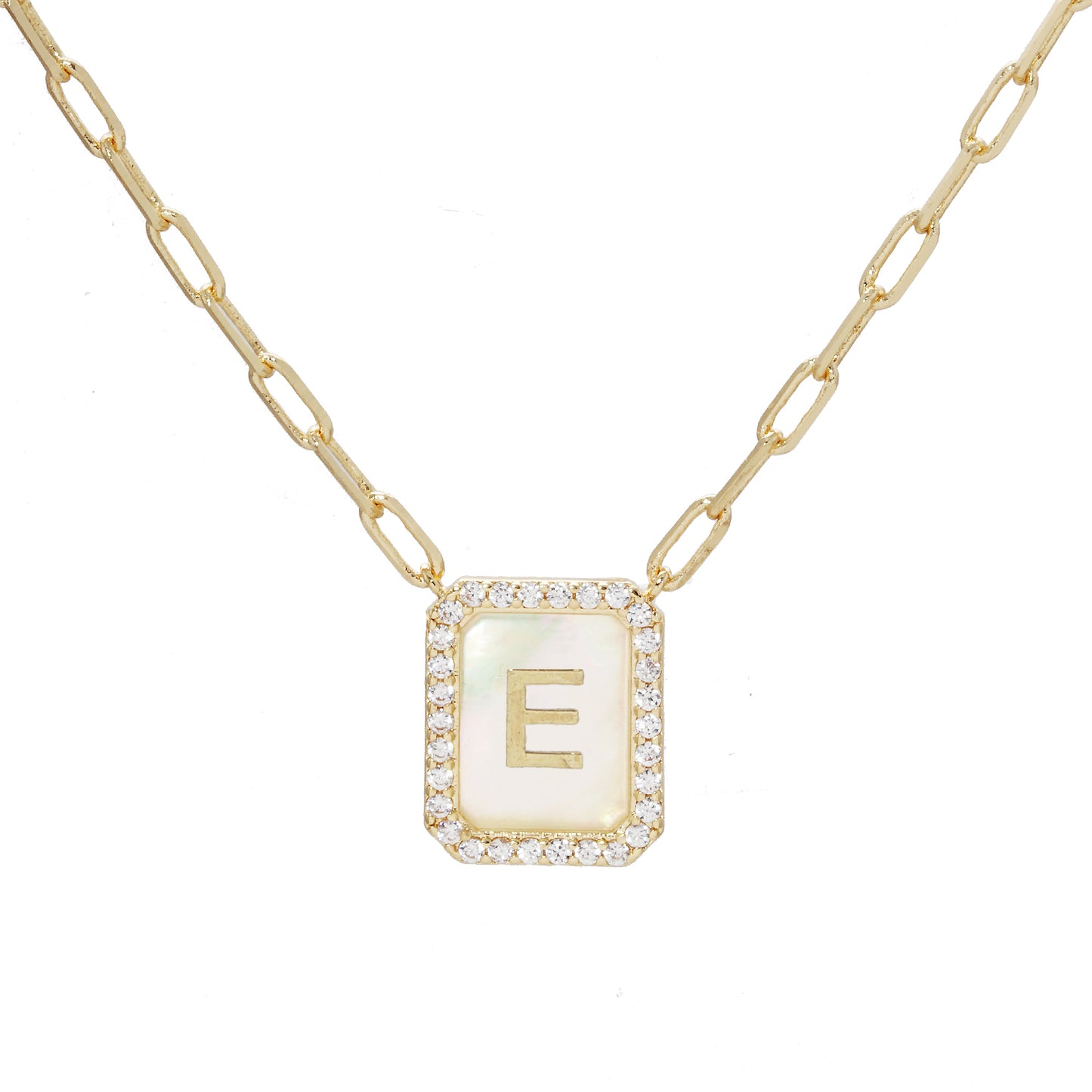 MOP Crystal Tag Necklace E
