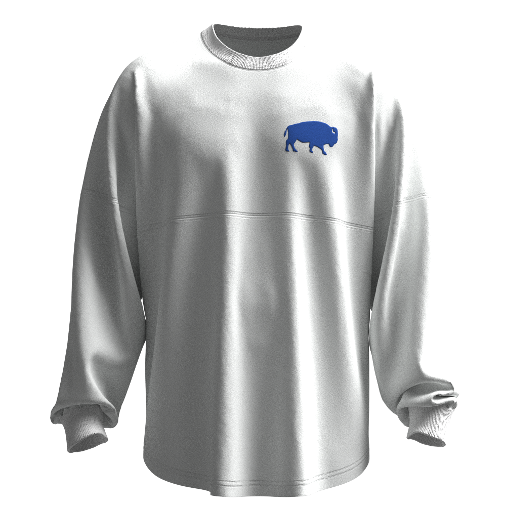 Serif Buffalo Longsleeve Tee in White/Royal