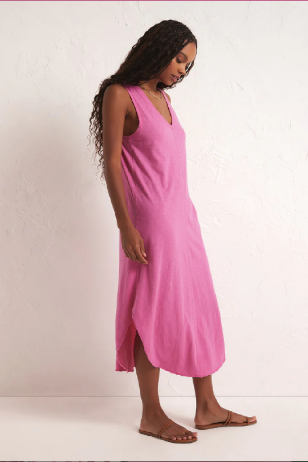 The Reverie Slub Dress in Heartbreaker Pink