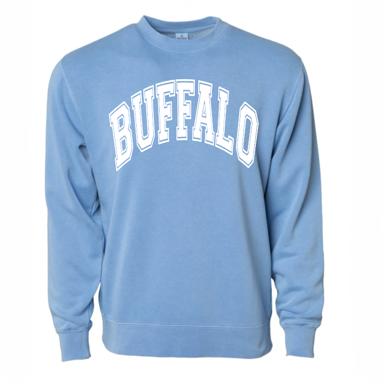 Buffalo Pigment Dye Crew in Light Blue