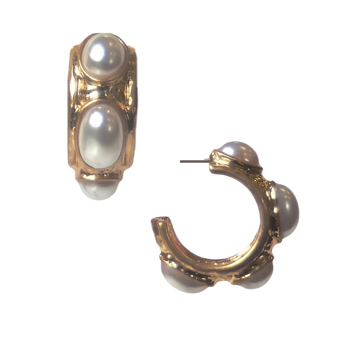 Pearl Statement Hoop in Vintage Gold