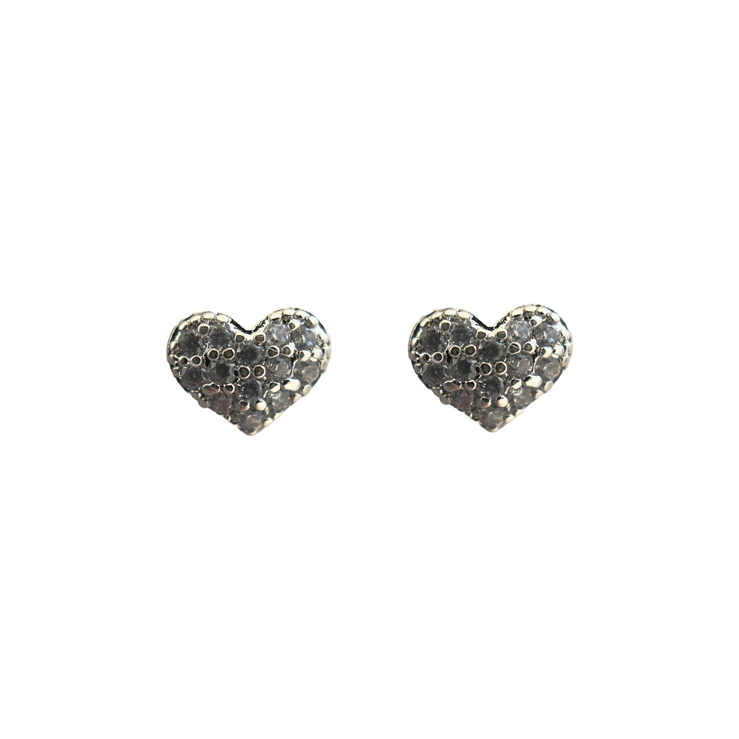 Crystal Heart Stud Earring Silver