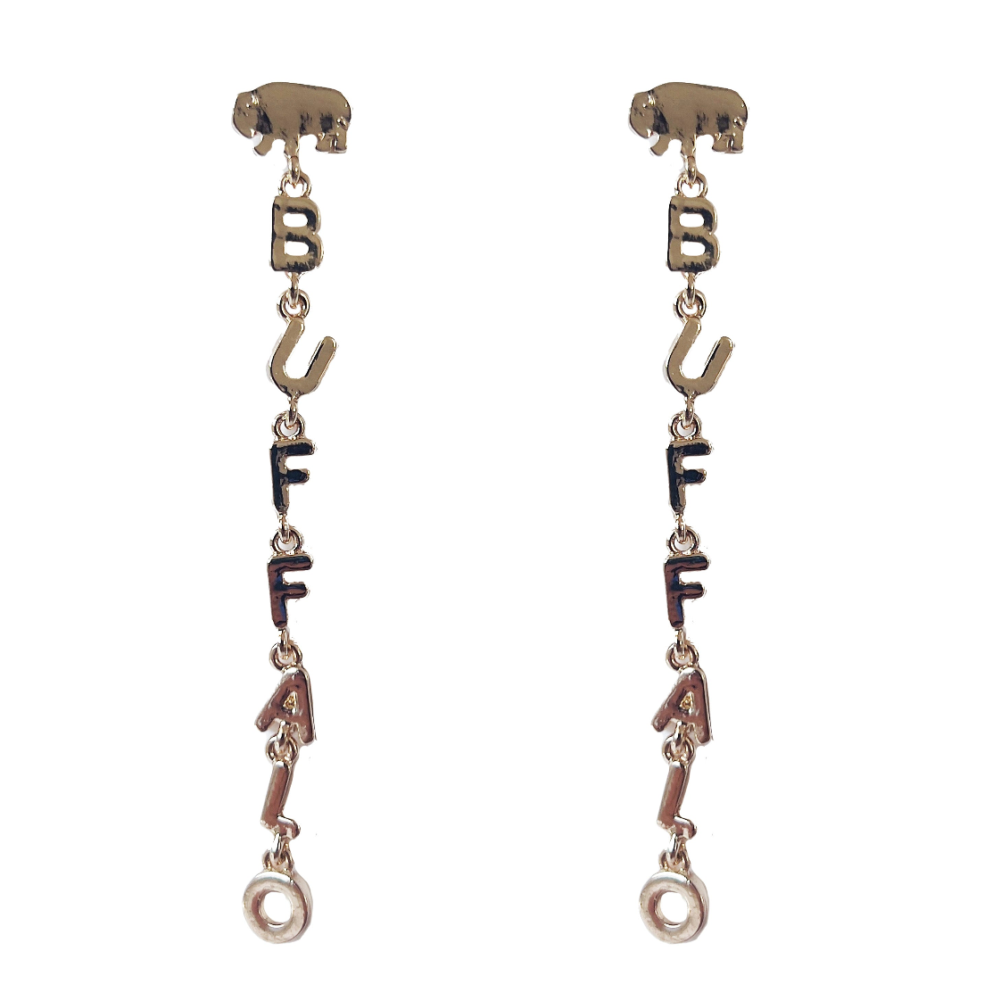 Buffalo Linear Enamel Earring in Gold