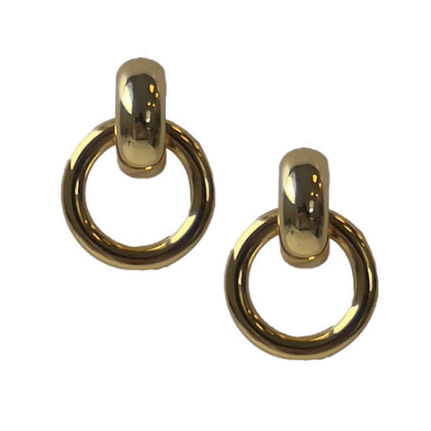 Double Loop Drop Earrings in Gold