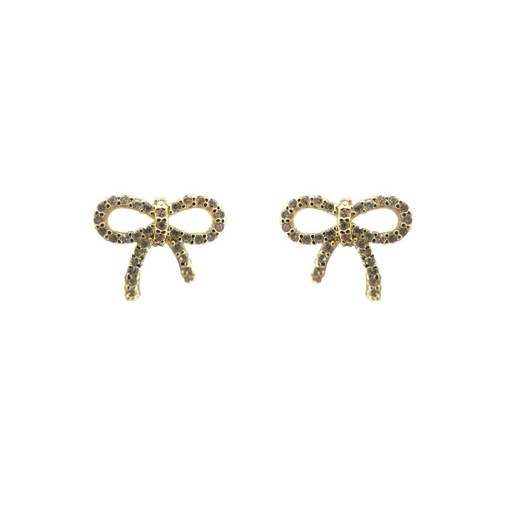 Crystal Bow Stud in Gold