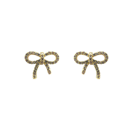 Crystal Bow Stud in Gold