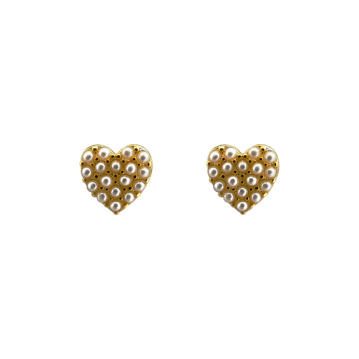 Pearl Heart Stud in Gold