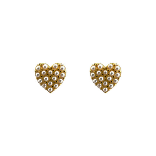Pearl Heart Stud in Gold