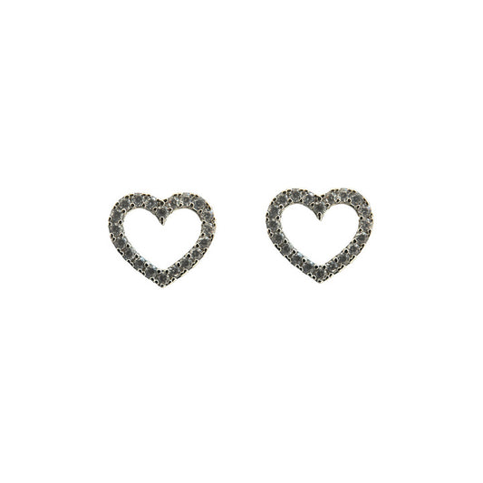 Open Heart Crystal Stud in Gold