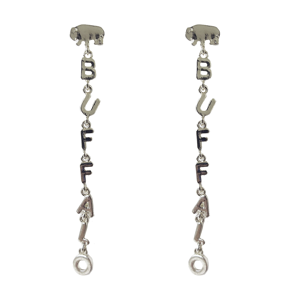 Buffalo Linear Enamel Earring in Silver
