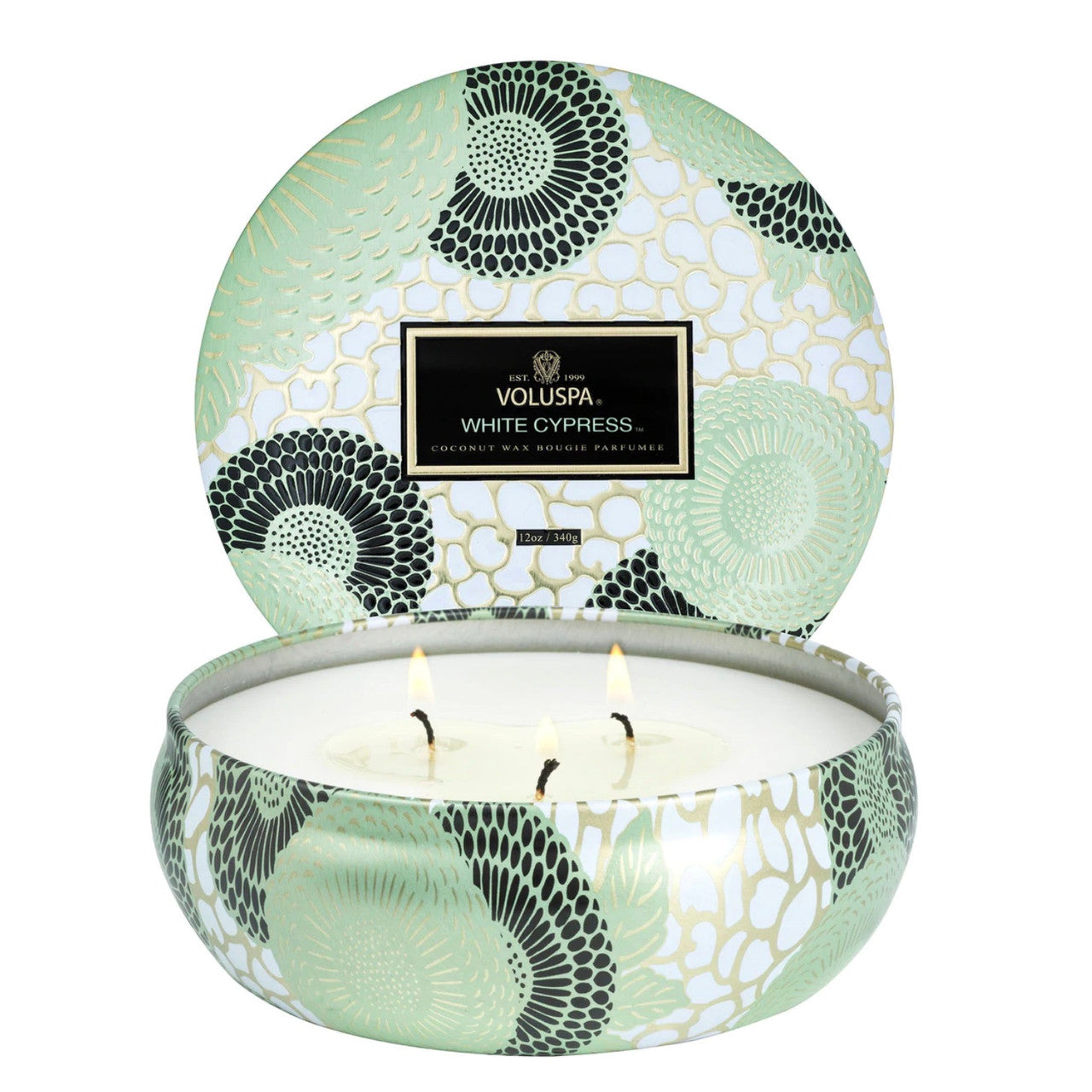 White Cypress 3 Wick Tin