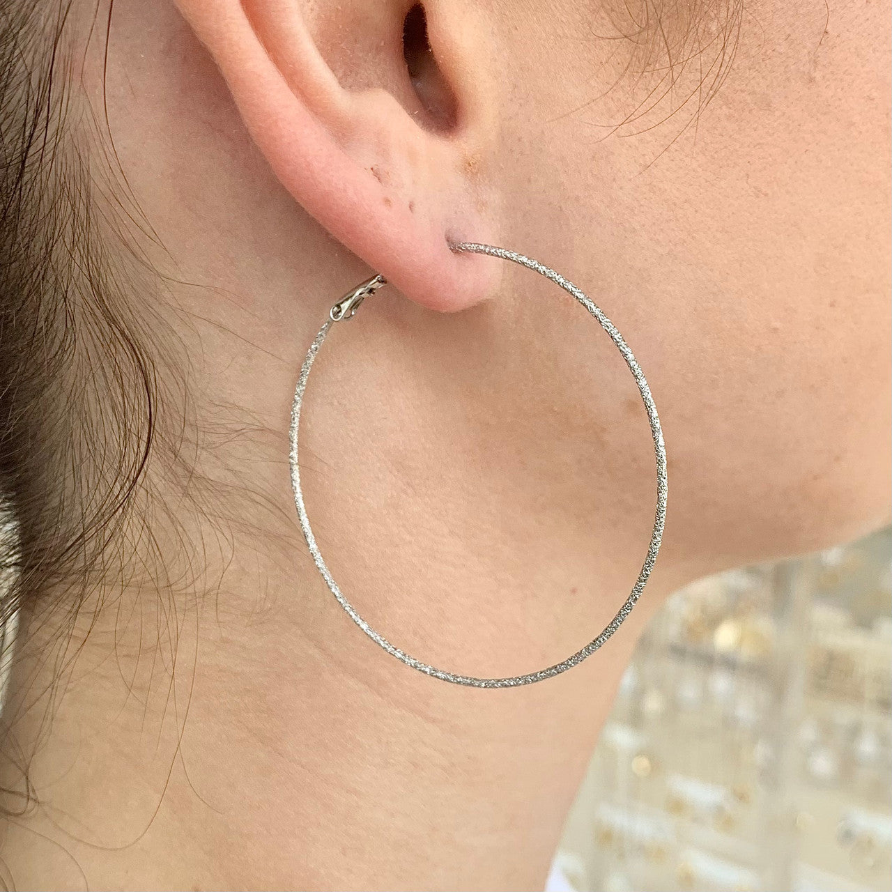 50mm Shimmer Hoop Silver