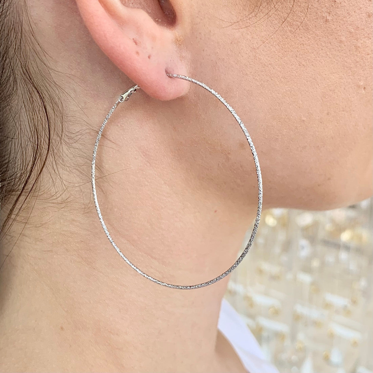 60mm Shimmer Hoop Silver