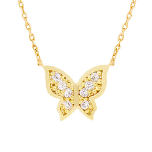 Crystal Butterfly Necklace Gold
