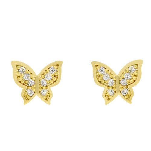 Crystal Butterfly Stud Gold