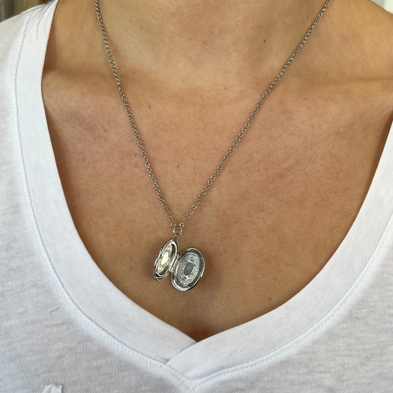 Silver Cross Locket Necklace