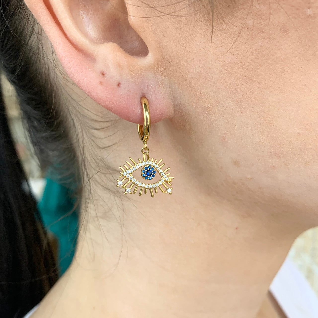 Crystal Eye Huggie Earring