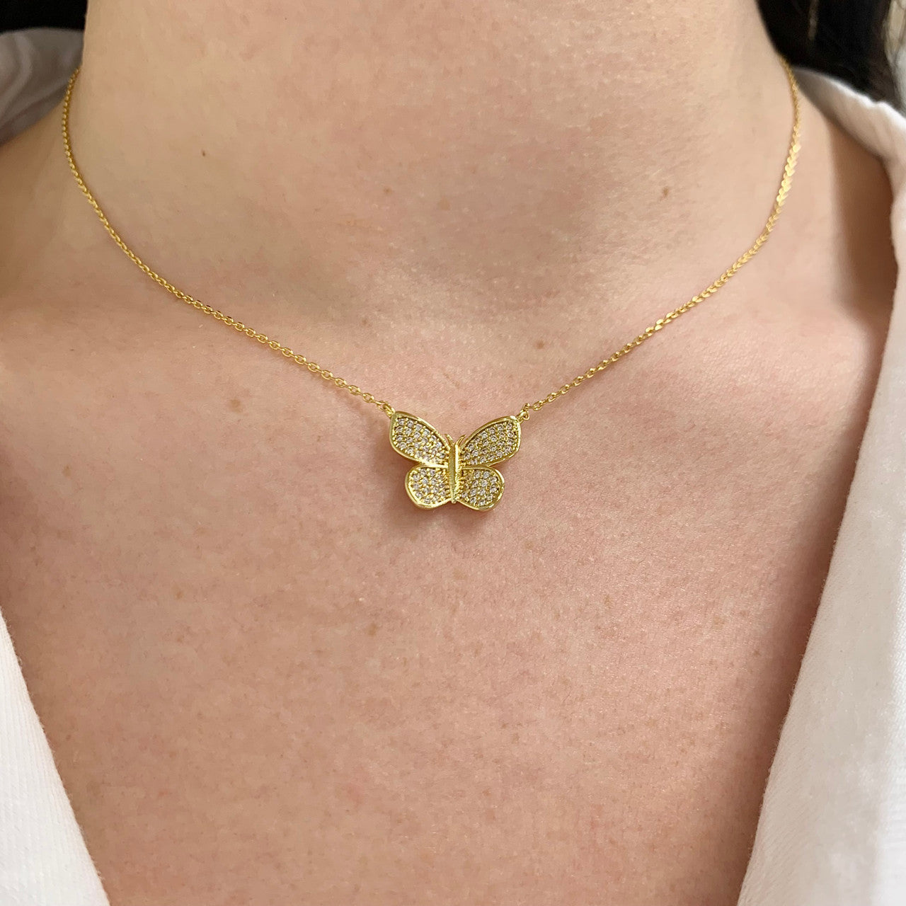 Large Crystal Butterfly Necklace