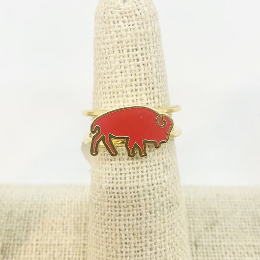 Red Buffalo Enamel Ring